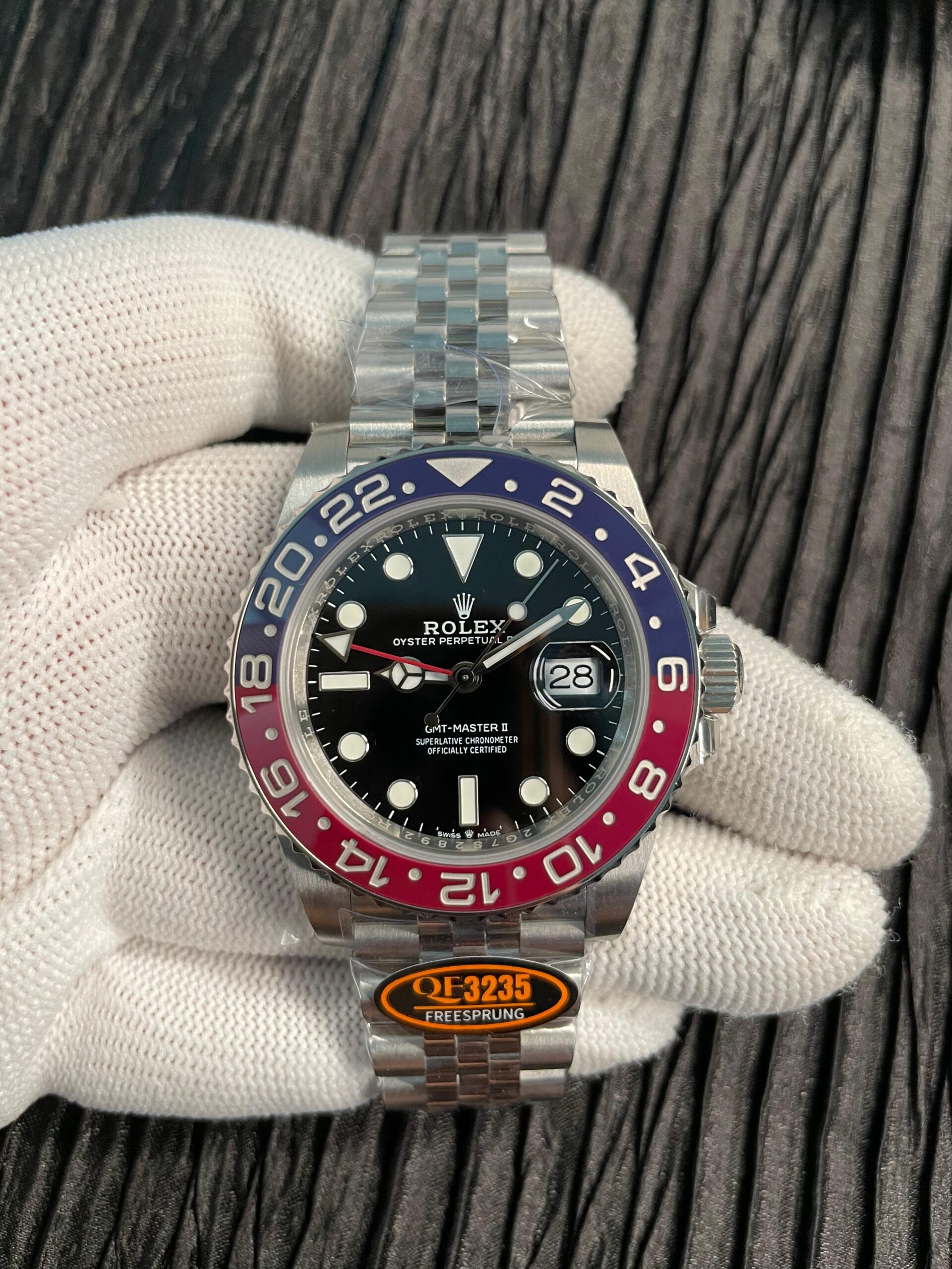 GMT-Master II 126710 BLRO Blue/Red V2 904L SS QF 1:1 Black Dial On Jubilee Bracelet SH3285 CHS (Free Sprung)