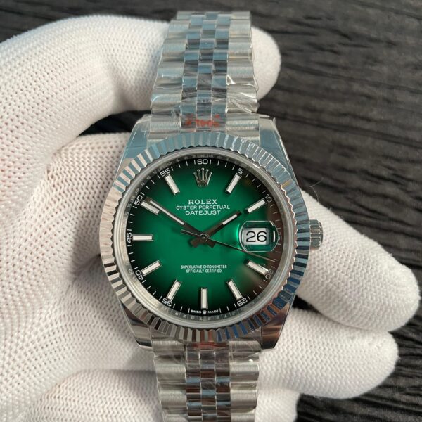 DateJust 41mm 126334 904 SS QF V2 1:1 Green Ombre Dial Stick Marker On Oyster Bracelet SH3235 (Free Sprung)