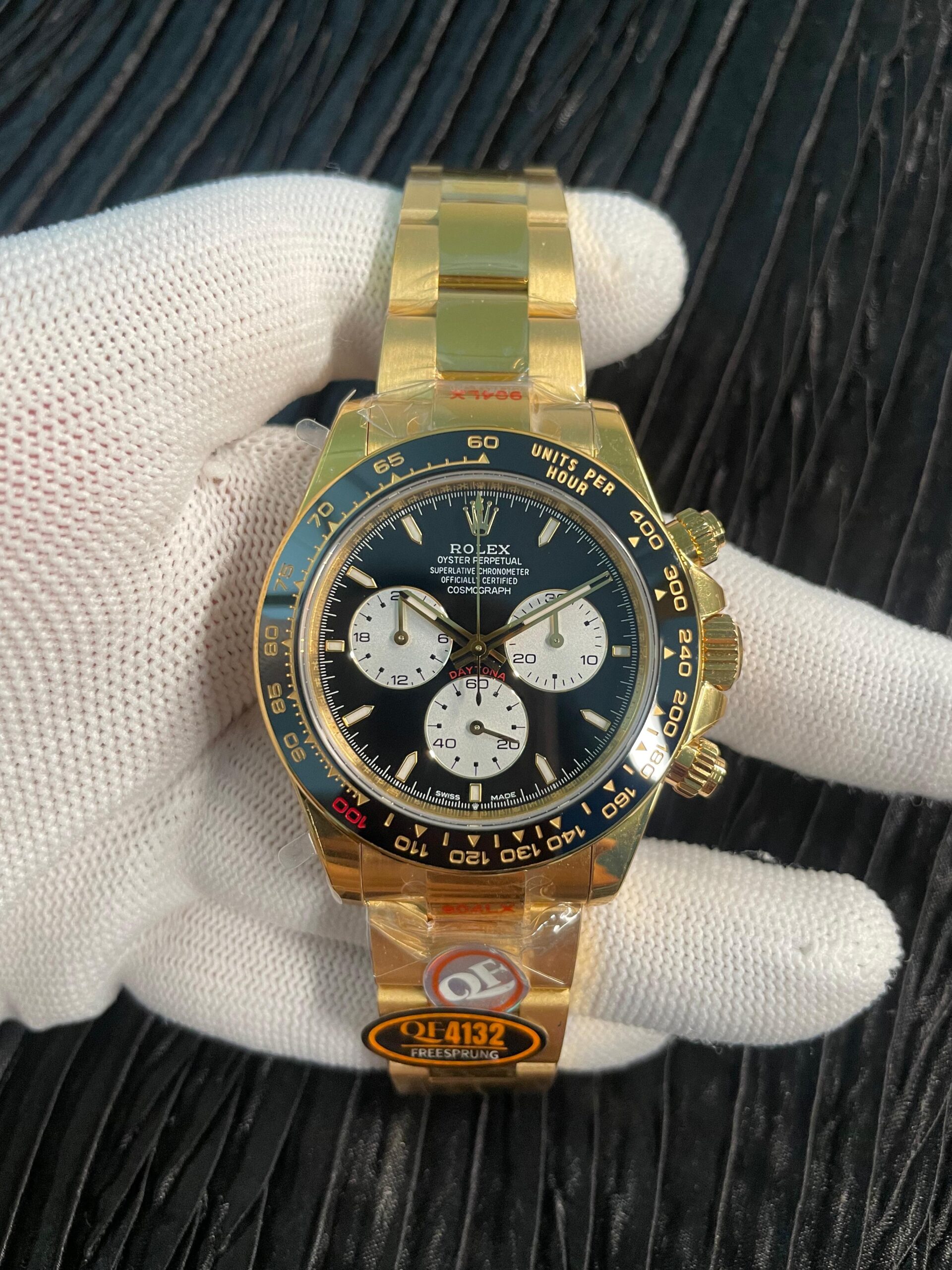 Daytona 126528 Le Mans Gain Weight QF 1:1 YG Black Dial On YG Bracelet SH4132 V18 (Free Sprung)