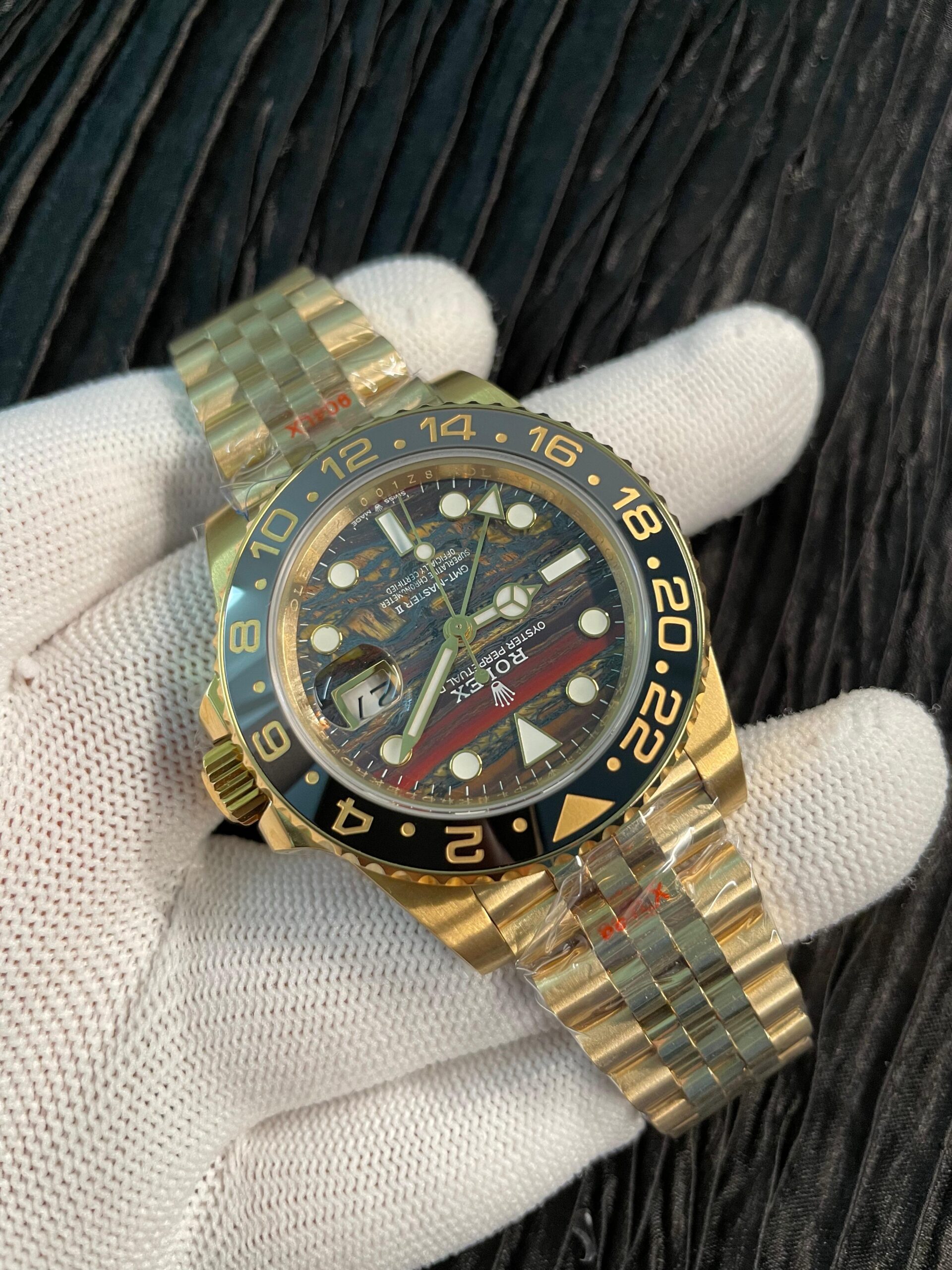 GMT Master II 126718 GRNR Gain Weight QF 1:1 Tiger Iron Dial On YG Jubilee Bracelet SH3285 CHS (Free Sprung) - Image 4