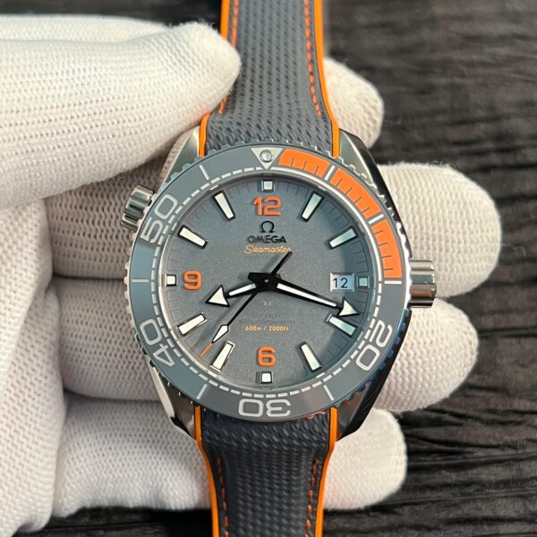 Planet Ocean 43.5mm Titanium VSF 1:1 Best Edition Black/Orange Bezel Gray Dial on Gray Nylon Strap A8900