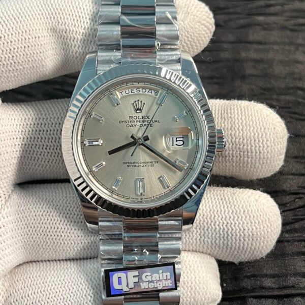 Day Date 228238 40mm 904L SS Bezel QF Gain Weight Champagne Dial T Dia Markers on SS President Bracelet A2836