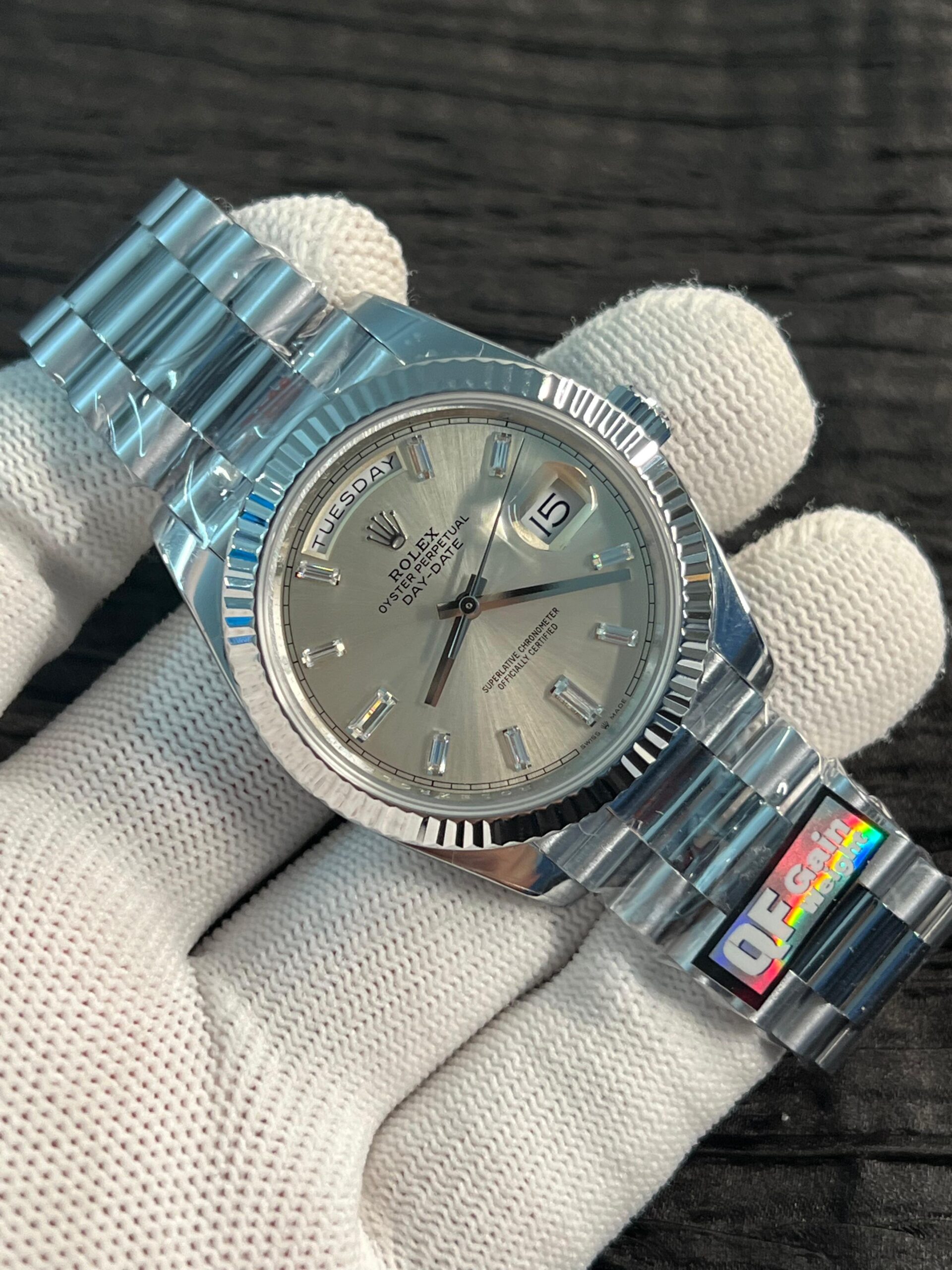 Day Date 228238 40mm 904L SS Bezel QF Gain Weight Champagne Dial T Dia Markers on SS President Bracelet A2836 - Image 3