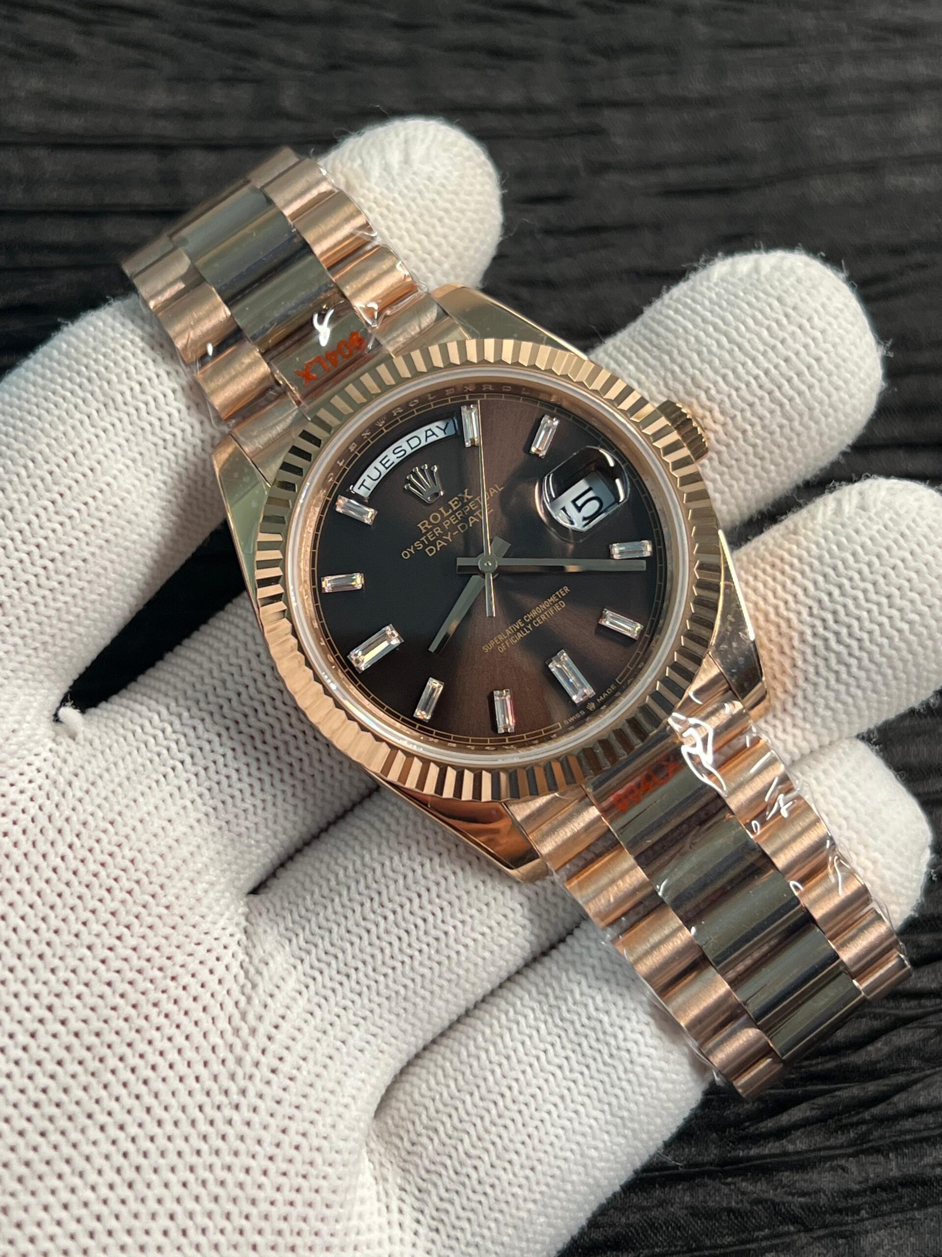 Day Date 228238 40mm Gain Weight QF 1:1 Best Edition Brown Dial T Diamond Marker On RG President Bracelet A2836 - Image 3