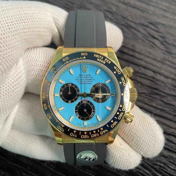 Daytona 126518 UFO Gain Weight YG 1:1 Best Edition Tiffany Turquoise Blue Dial On Oysterflex Rubber Strap UF4131 (Free Sprung)