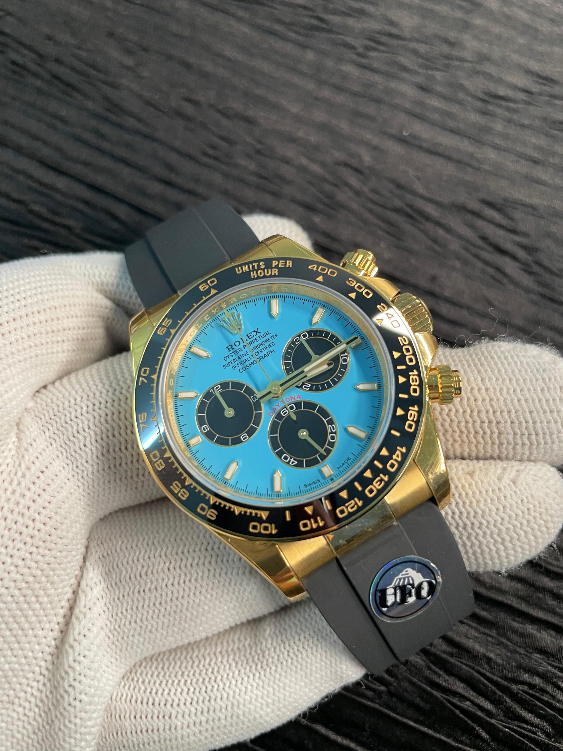 Daytona 126518 UFO Gain Weight YG 1:1 Best Edition Tiffany Turquoise Blue Dial On Oysterflex Rubber Strap UF4131 (Free Sprung) - Image 3