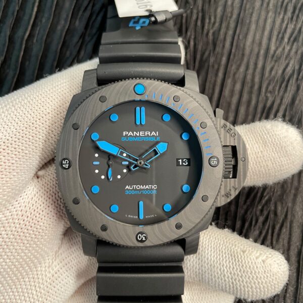 PAM 1616 Carbotech 47mm VSF Best Edition Black Dial Blue Markers on Rubber Strap P.9010 Clone