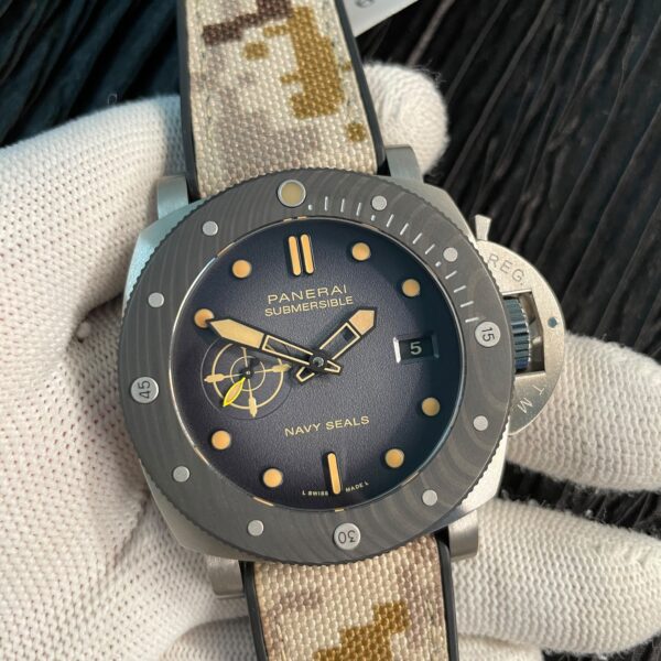 PAM1669 Carbotech 47mm VSF 1:1 Best Edition Ombre Black Dial Blue Markers On Camouflage Strap P.900 Clone