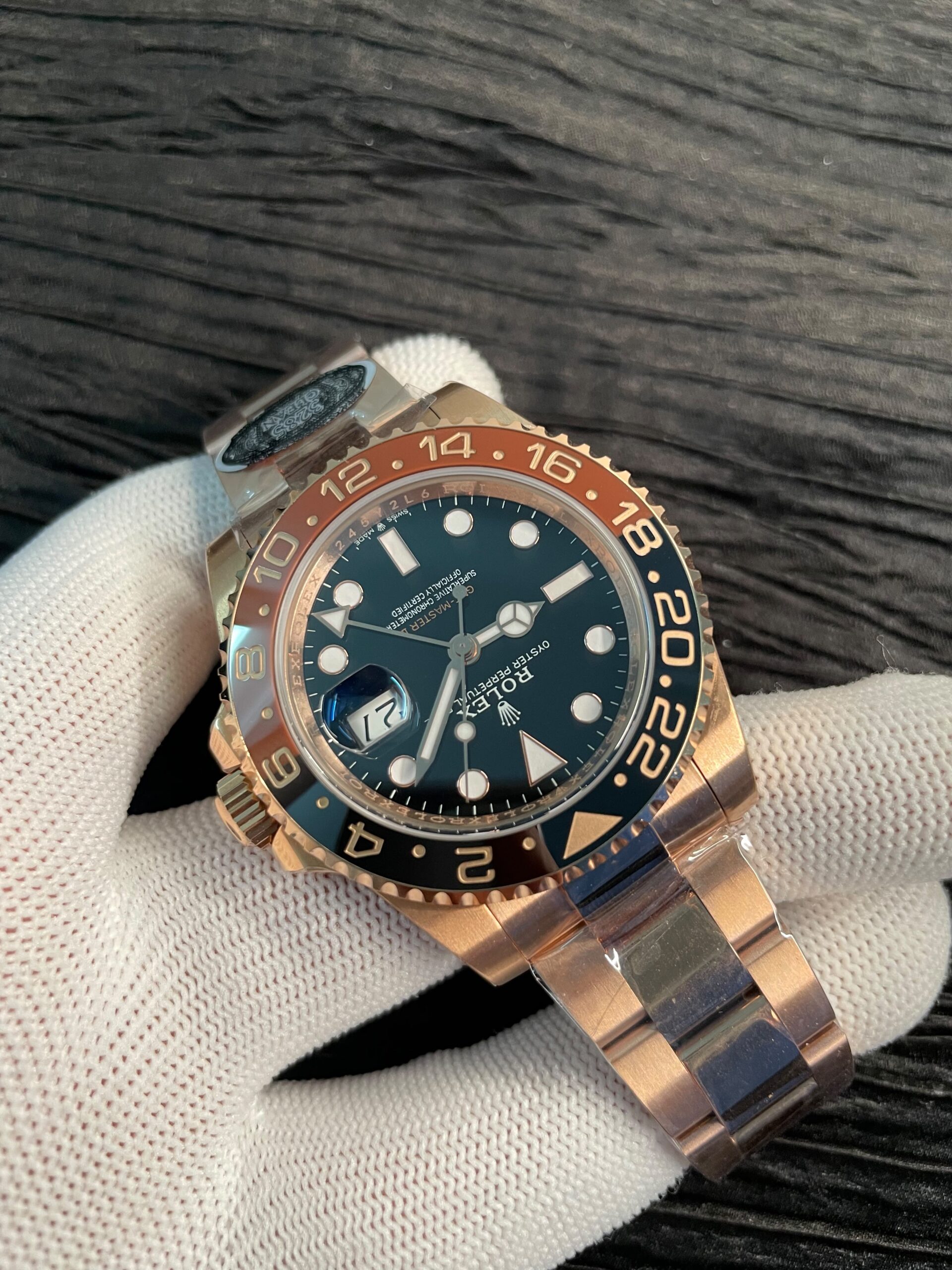 GMT-Master II 126715 CHNR Black/Brown 904L RG NEW CLEAN 1:1 Best Edition Black Dial On Oyster Bracelet DD3285 CHS - Image 4