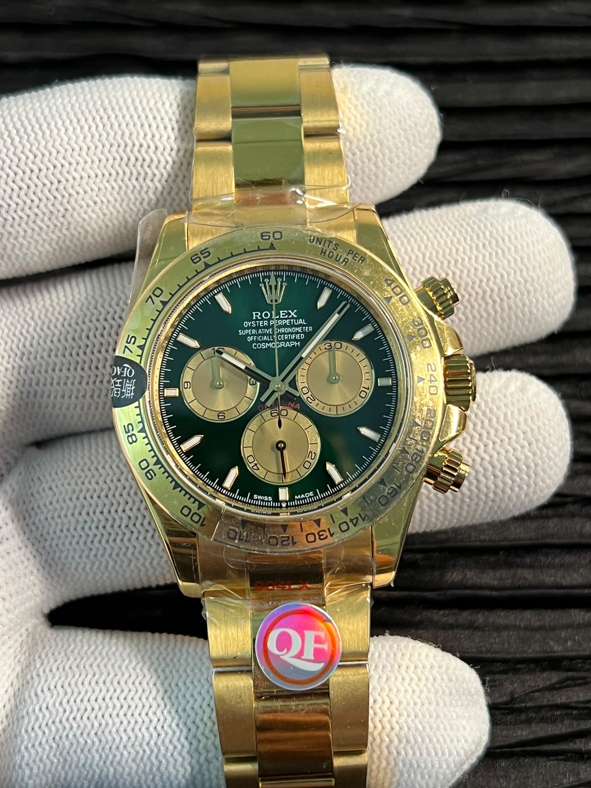 Daytona 126508 QF 1:1 Best Edition Green/YG Dial on YG Bracelet JH4131 (Free Sprung) V18 ca. 218 grams