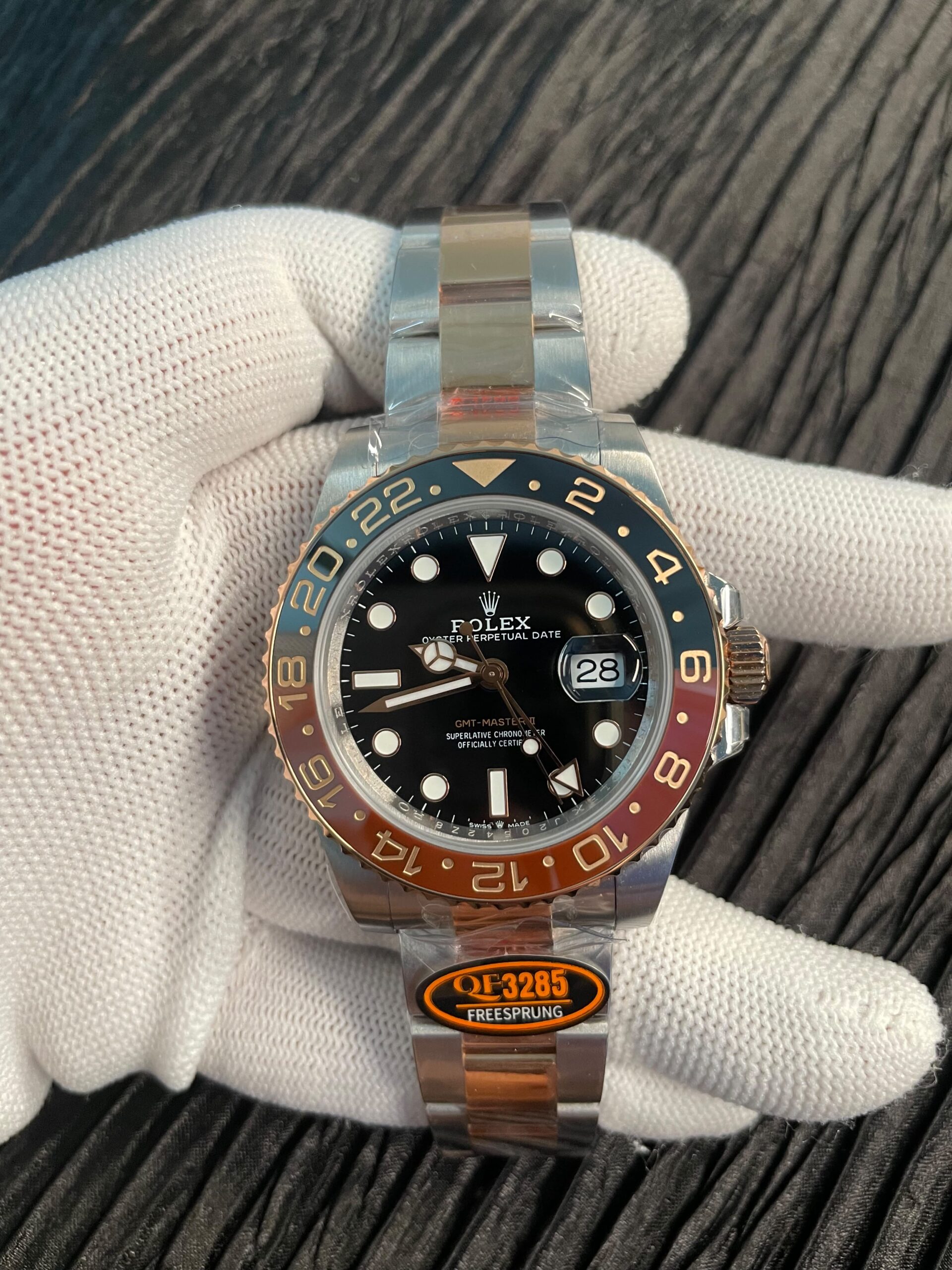 GMT-Master II 126711 CHNR Gain Weighted 904L SS QF 1:1 Black Dial On SS/RG Oyster Bracelet JH3285 CHS (Free Sprung) ca 180 grams